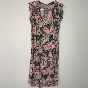 COPY - Loft Pink Floral Midi Dress